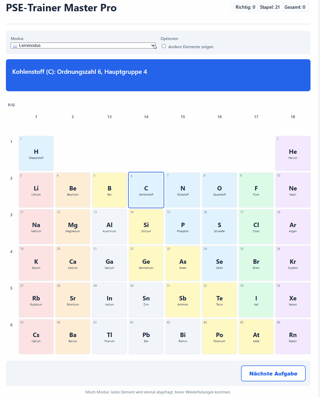 Modus-Wechsel in der App